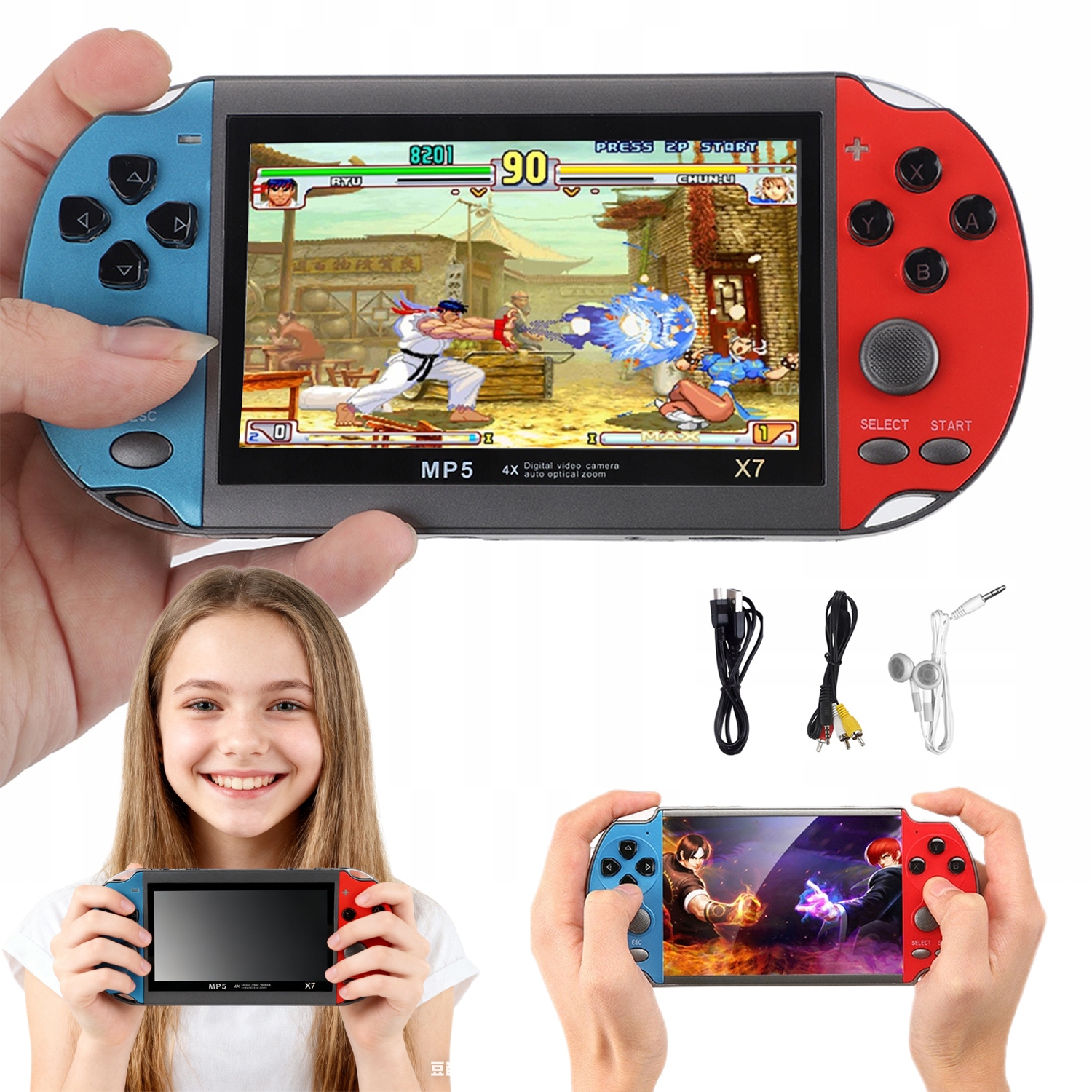 Mini Konsola Przenośna Do Gier Retro X7 Polskie Menu Aparat 1000+ Gier