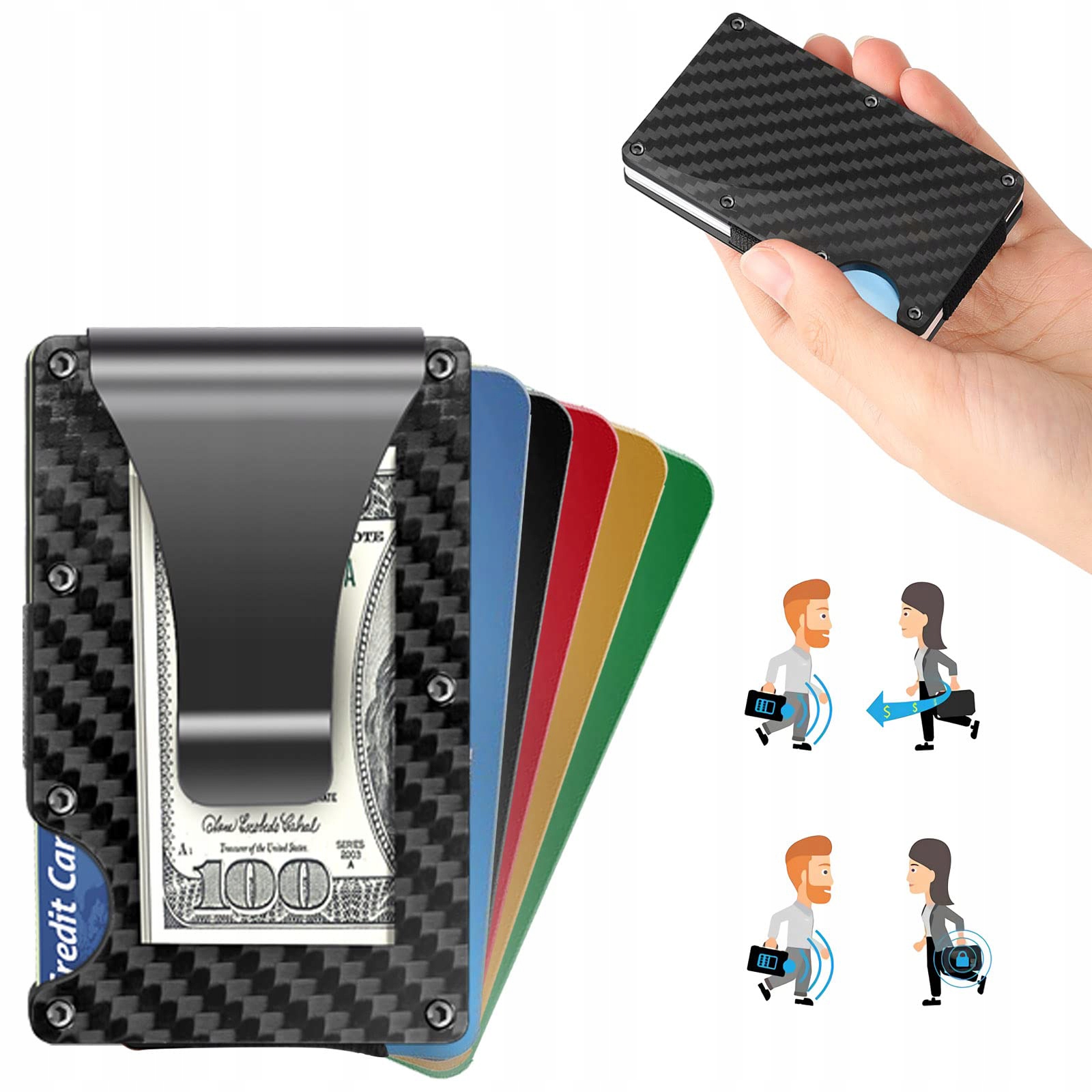 PORTFEL ALUMINIUM ETUI NA KARTY KREDYTOWE CARBON Card Holder RFID