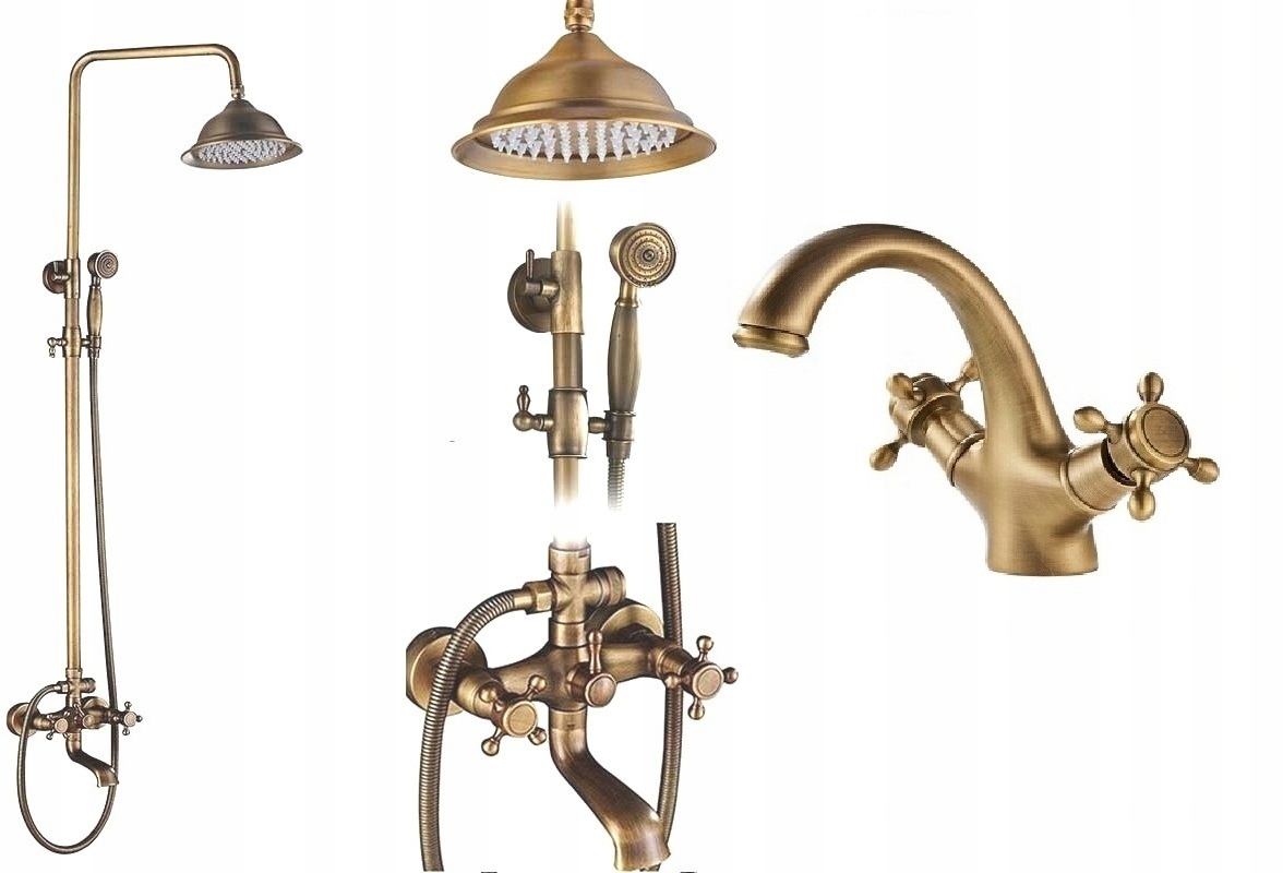 Kúpeľňová sprchová batéria Old Retro Mosadz umývadlová sada