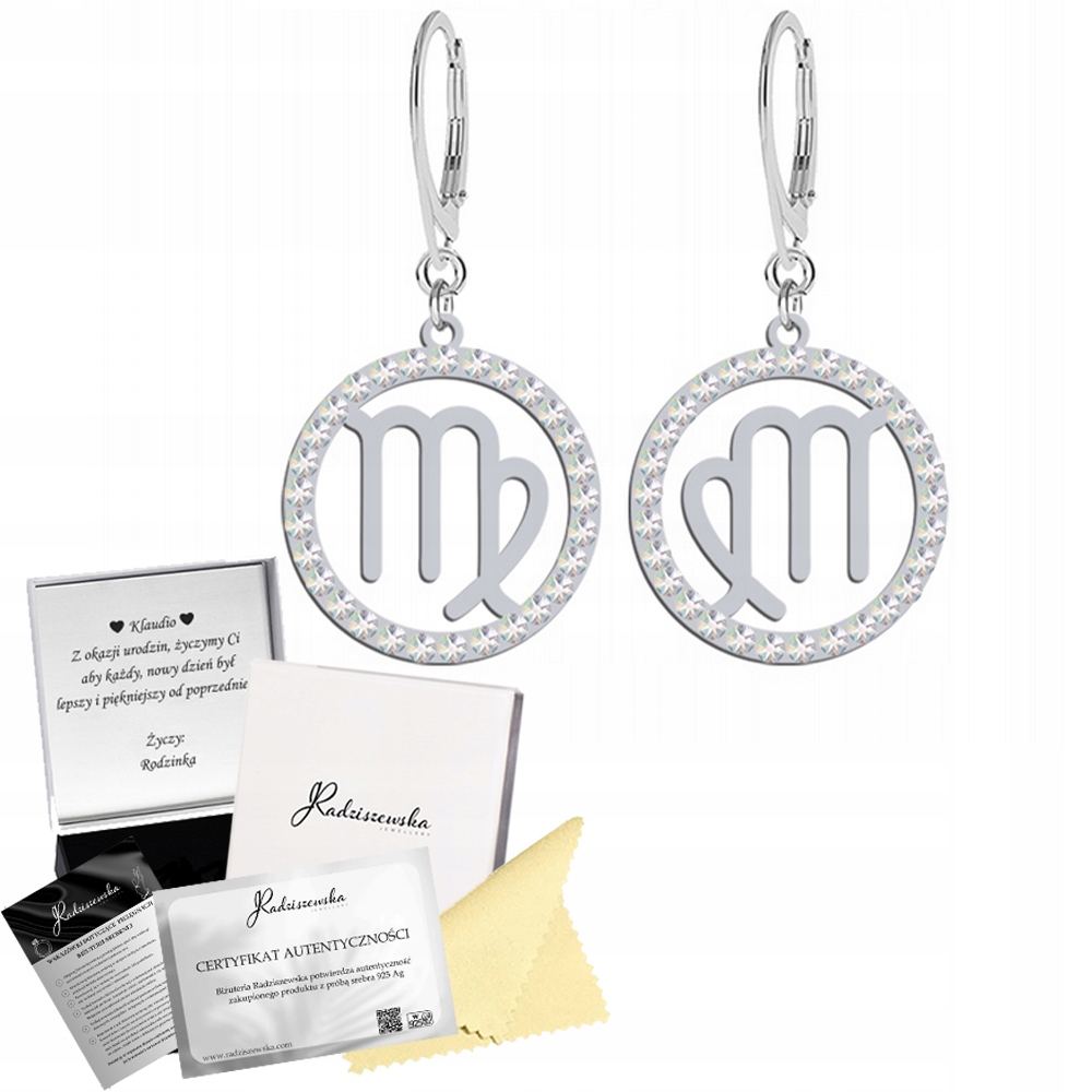 Stříbrné Náušnice Se Znamením Zvěrokruhu Panna Žena Dárek K Přání Bonus