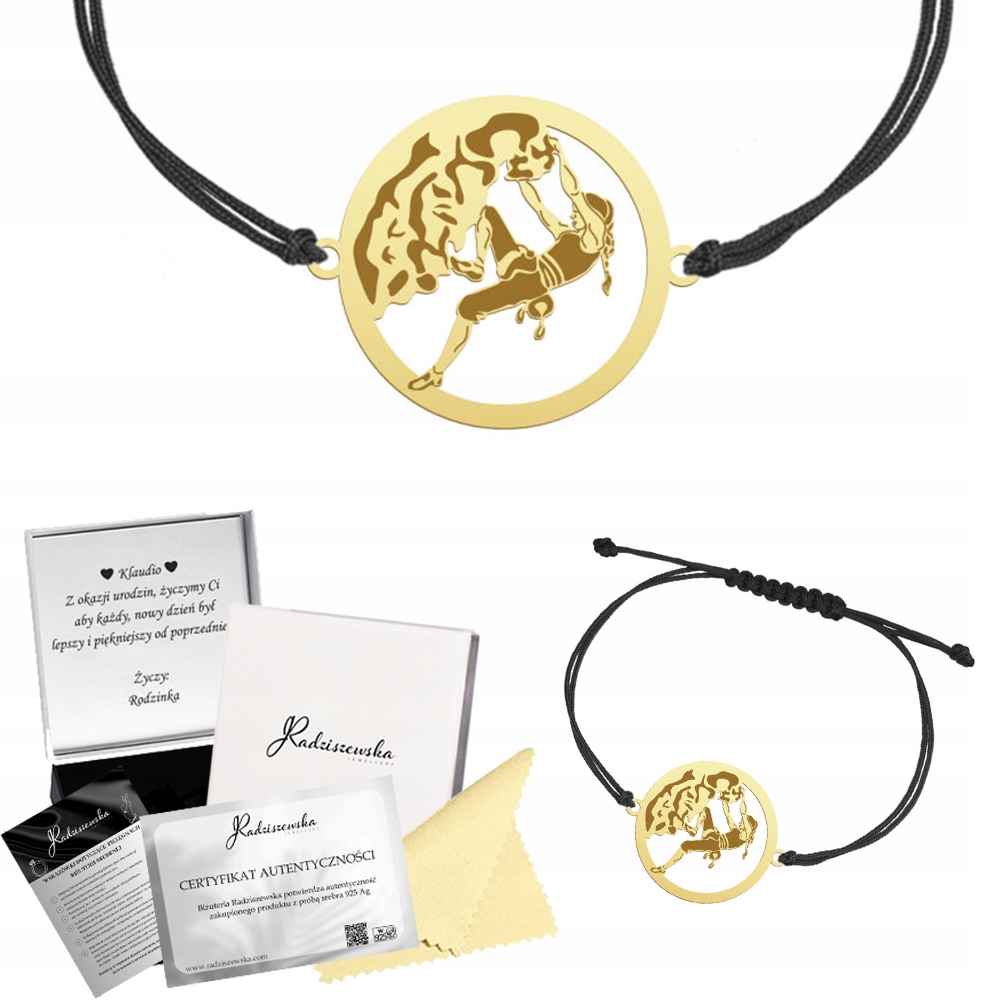 Náramek Zlaté Horolezectví Dámská Šňůrka Dárek Stříbro Gravírování