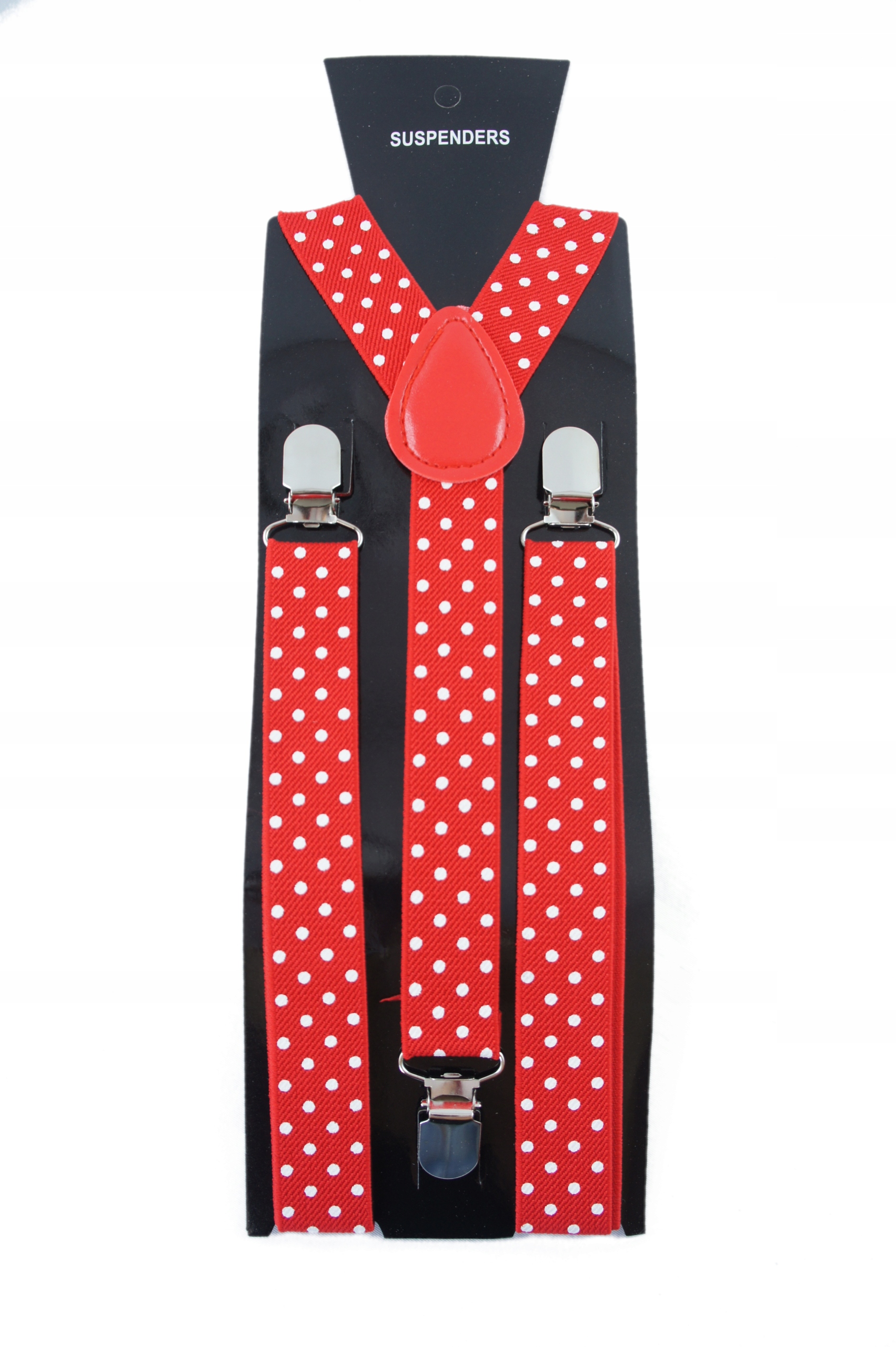 CZERWONE szelki W KROPKI wzrost:120-200cm UNISEX