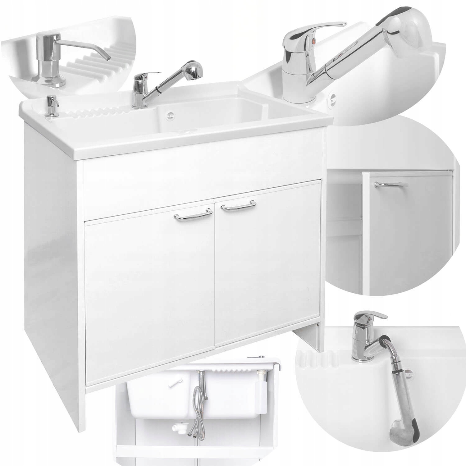 Set Technický Dřez Skříňka Baterie Dávkovač Umyvadlo Komora 85x78