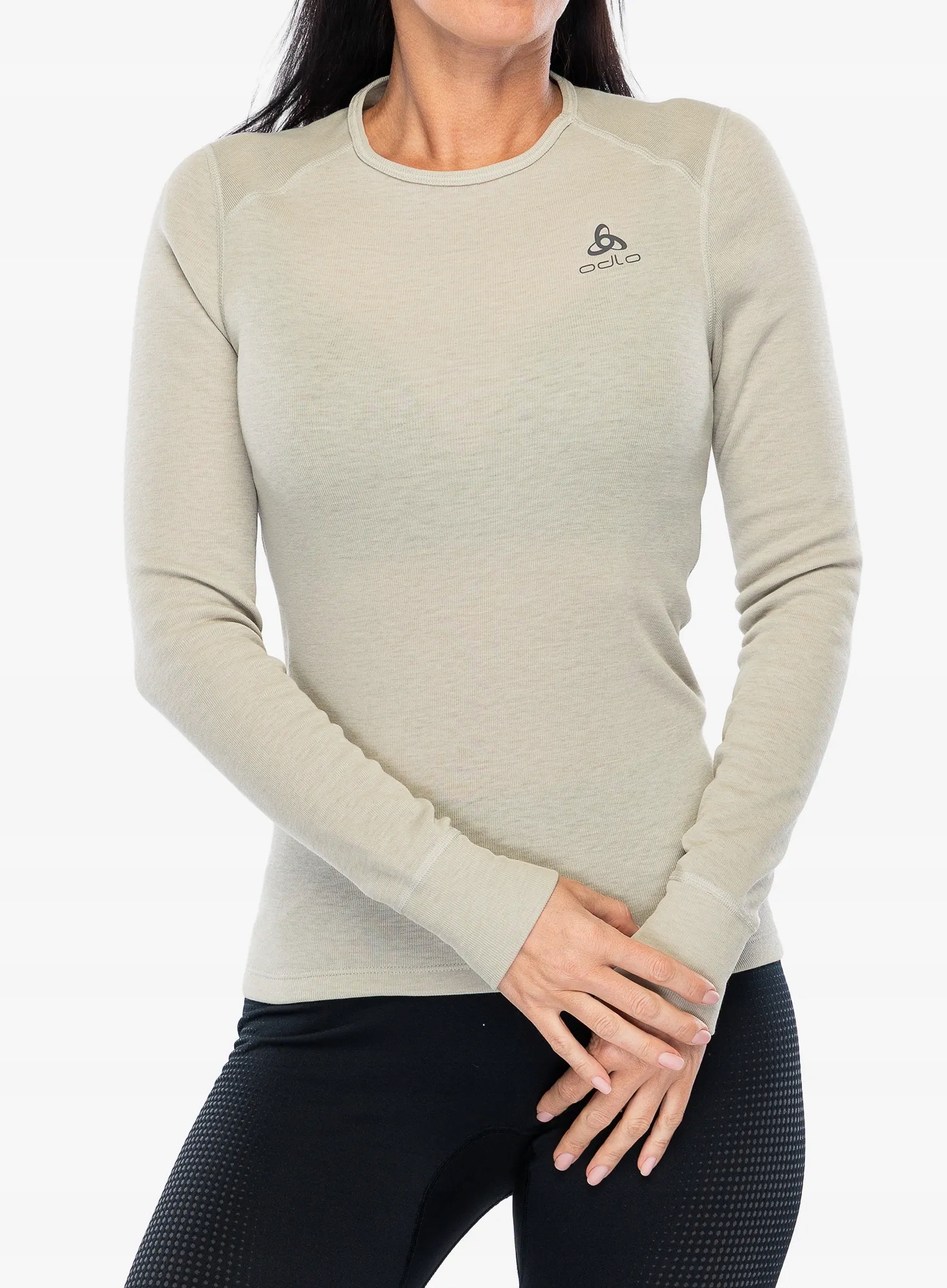 Dámská termo Mikina Odlo Active Warm Eco Bl Top Crew Ls achátově šedá Xs