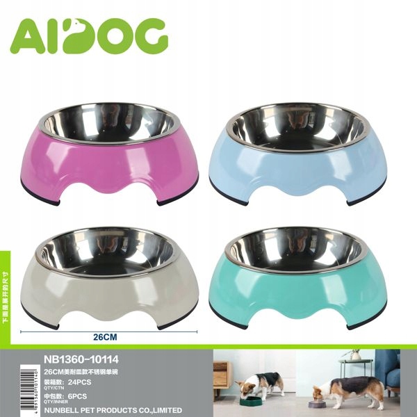 Levně Miska pro psa 26 cm s nerezovou ocelí – barevná a odolná