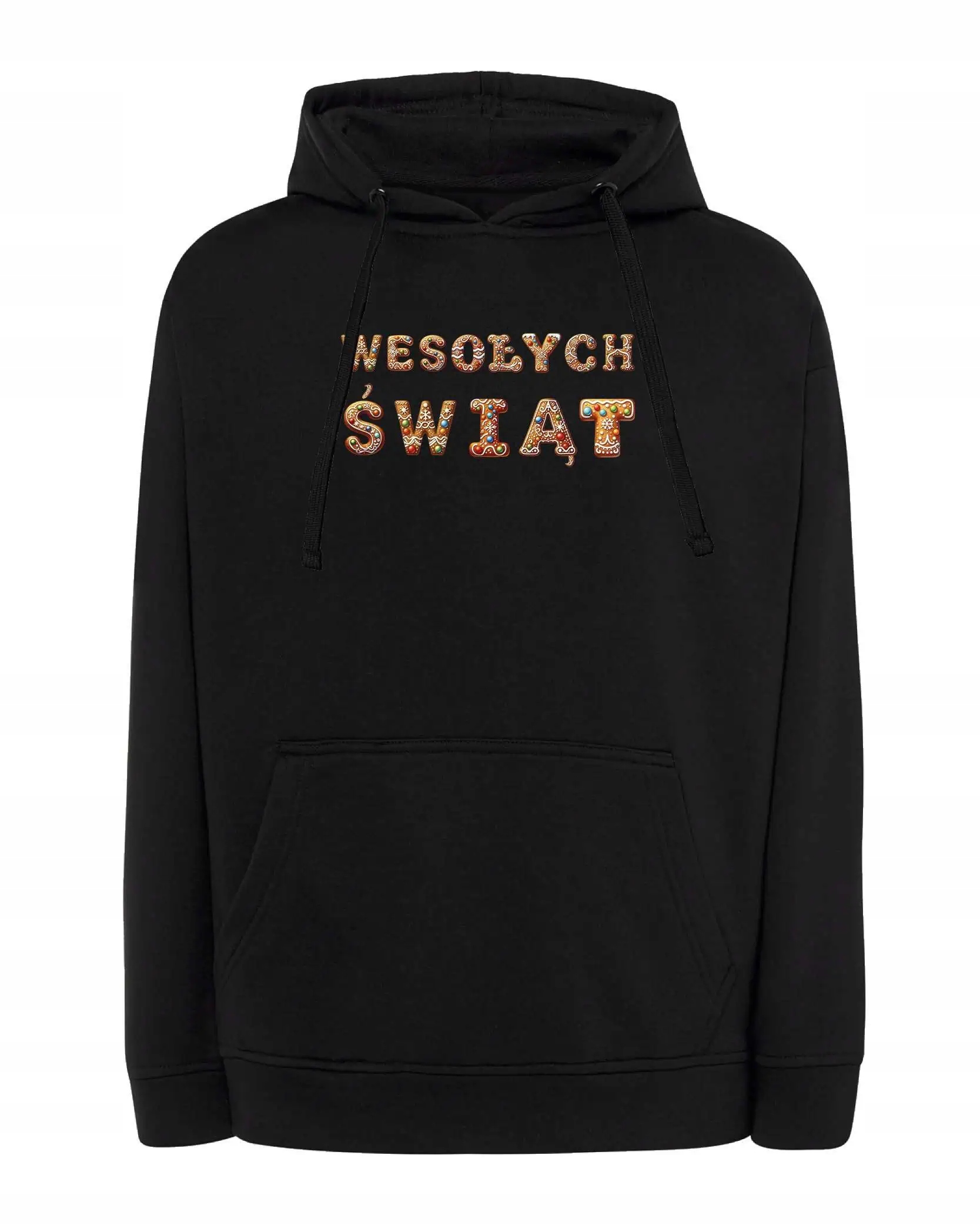 Mikina s kapucí Perníkové Vánoce Veselé Vánoce Černá M