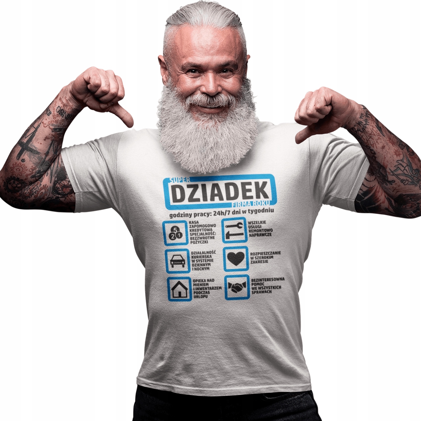 

T-shirt/koszulka męska biała - Super Dziadek