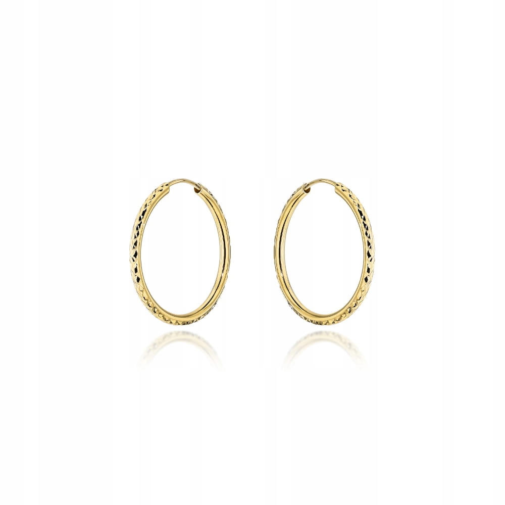 Náušnice zlaté 585 kruhy s diamantováním – 2,4 cm jako dárek pro milovanou osobu