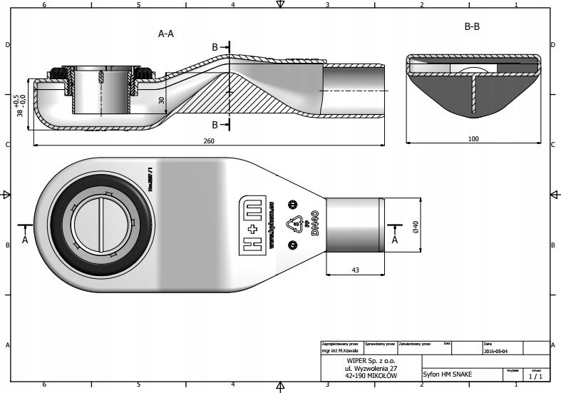Wiper odpływ liniowy Ponente New Premium 100 cm Kod producenta PO1000P