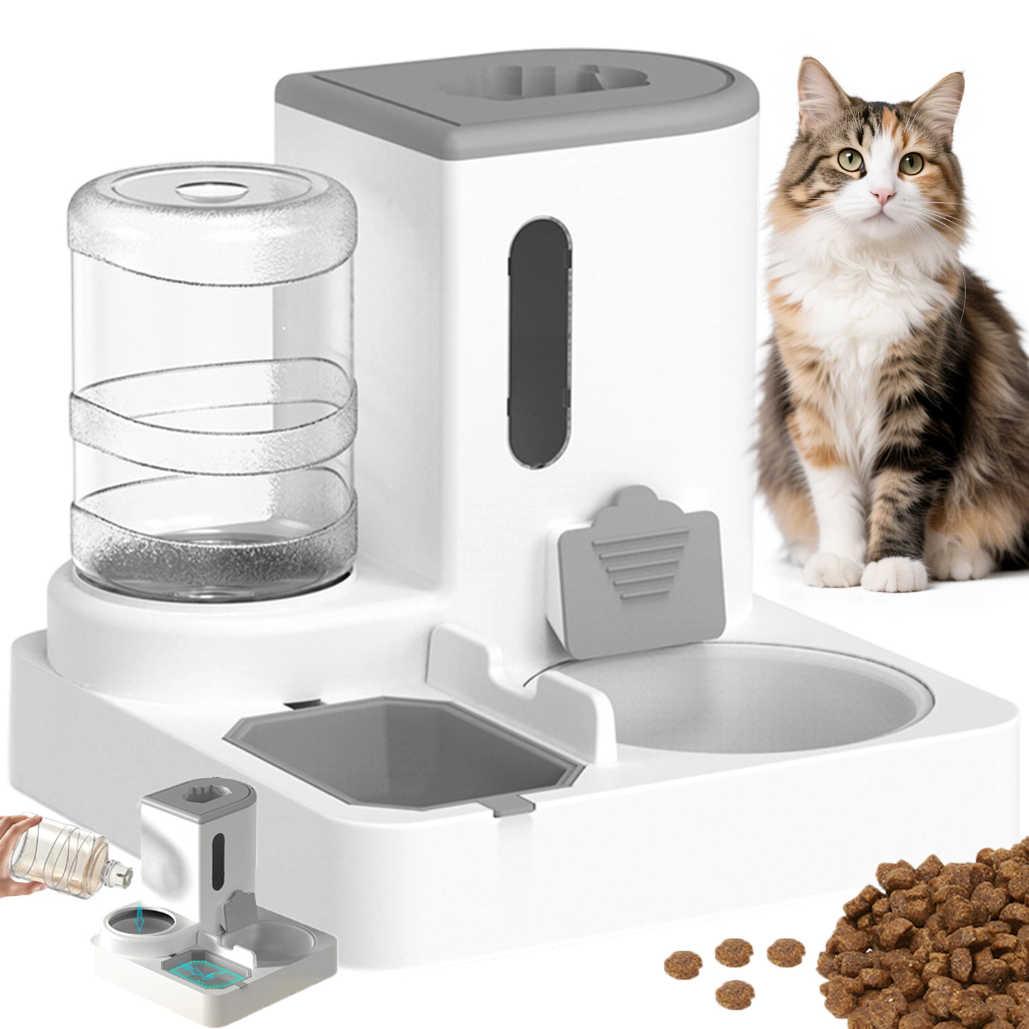 Levně Miska Set Pro Psa Kočku Na Krmivo S Dávkovačem Vody Lahev Na Pití 2.2 L+1 L