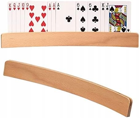 STOJAK PODSTAWKA UCHWYT STOJĄCY NA KARTY DO GRY DREWNIANY 2SZT. 33CM