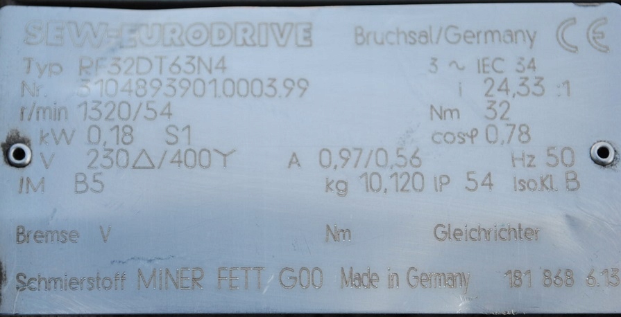 Motoreduktor kołnierzowy 0.18kw. 54obr./min.. SEW! Marka SEW