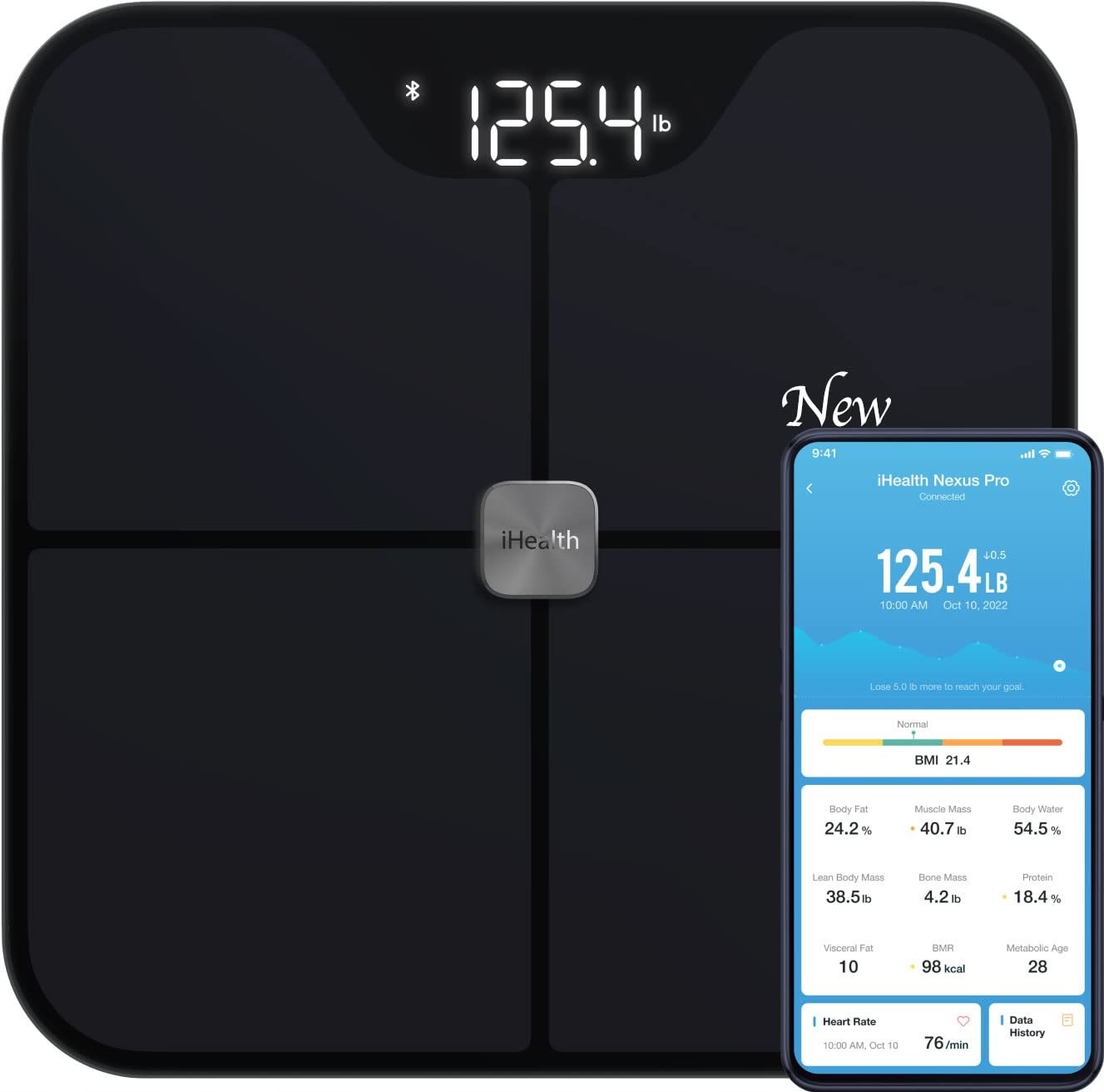 iHealth HS2SPRO Nexus Pro Wireless Body Composition Scale, Black