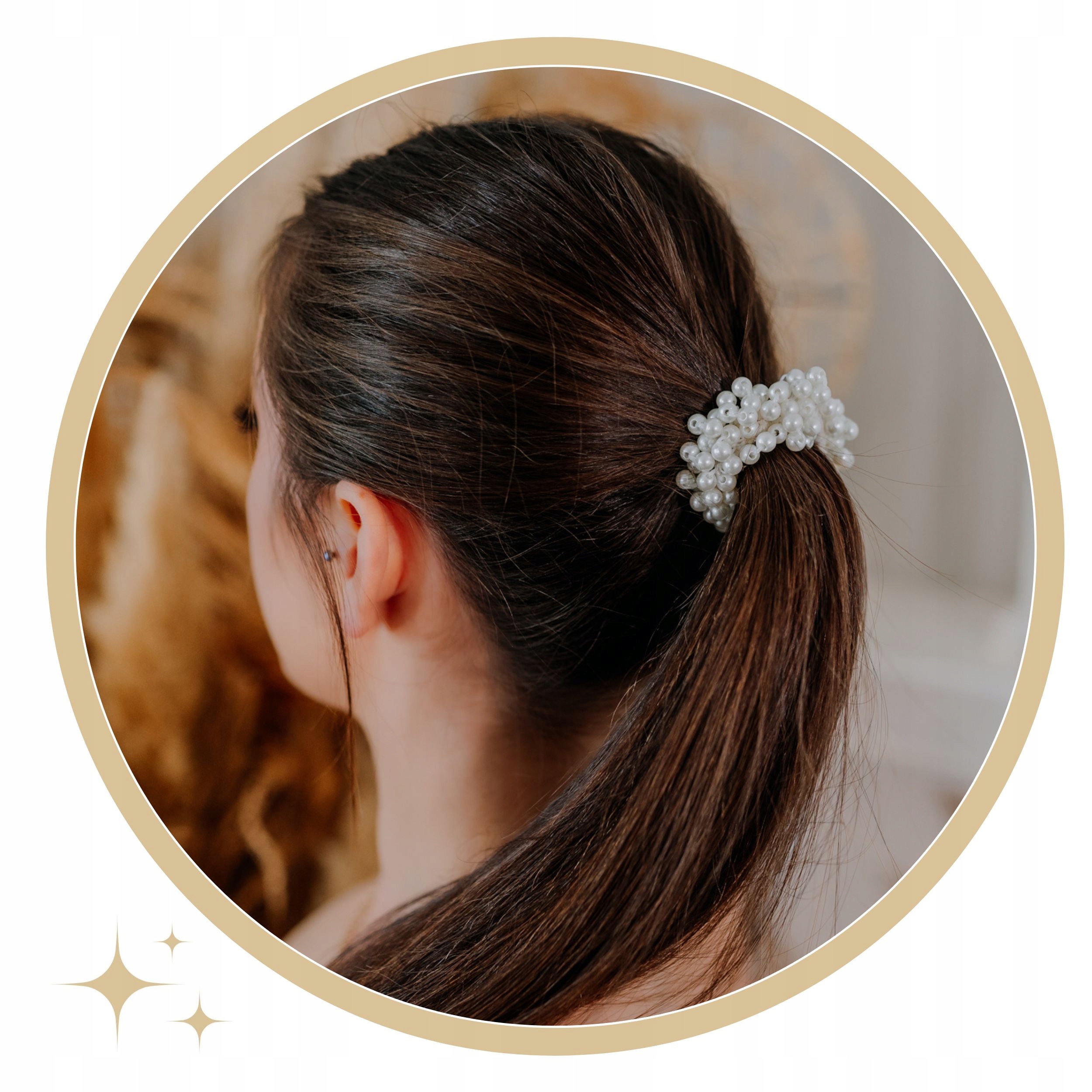 Gumka do włosów Z PEREŁKAMI rozciągliwa różowa WYGODNA z koralikami MODNA Kolor dominujący róże i fiolety