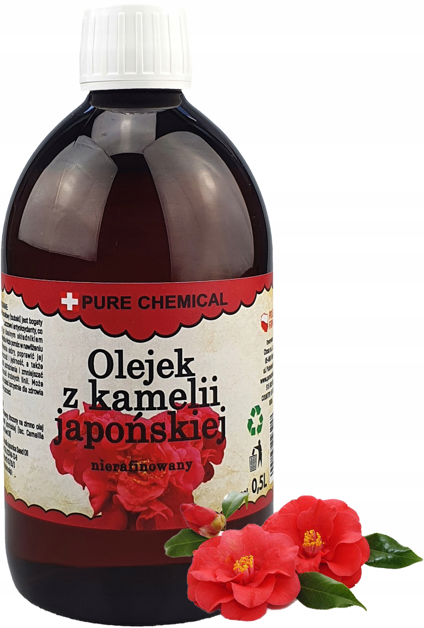 OLEJEK TSUBAKI NIERAFINOWANY ZIMNOTŁOCZONY 0,5l Z KAMELII JAPOŃSKIEJ Marka Pure Chemical