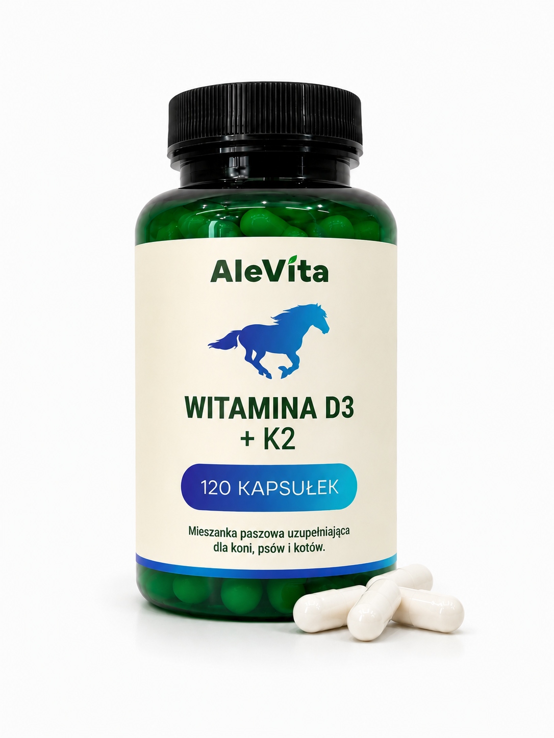 AleVita Vitamín D3 5000 Iu K2 200 mcg 120 kapslí pro koně