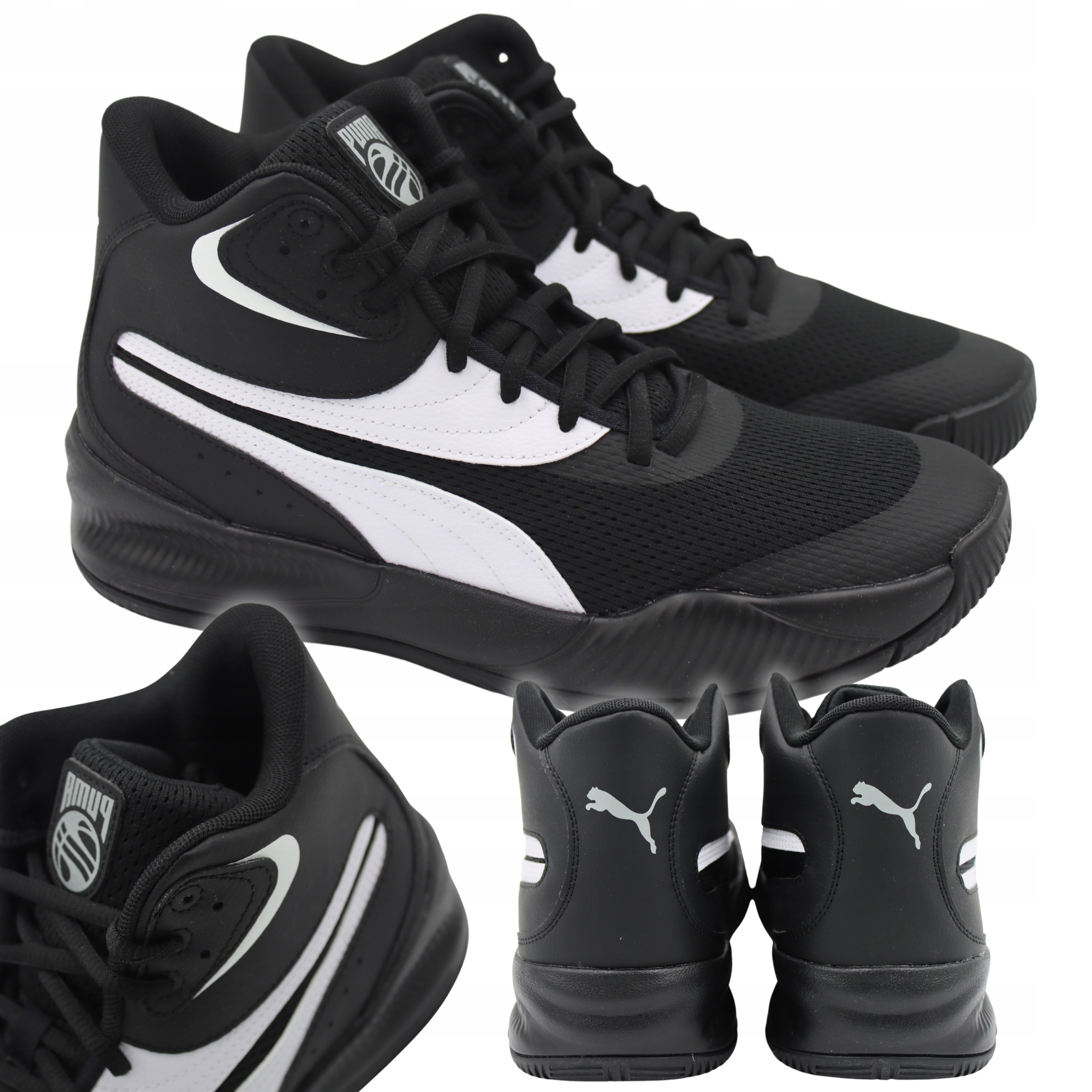 Pánské pohodlné černé kožené basketbalové boty Puma Triple MID Vel. 40,5