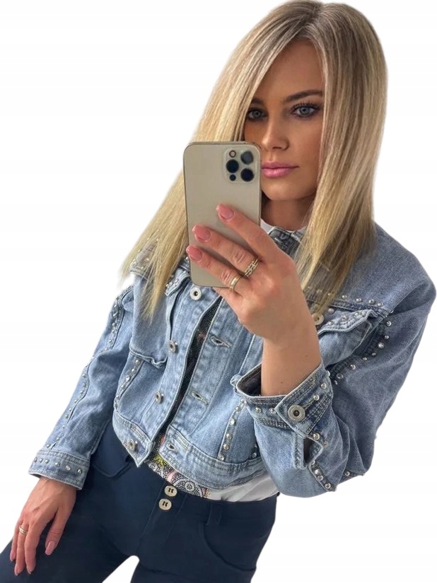 Katana Krátká Džínová Bunda S Cvočky, Dámská, Jarní, Letní