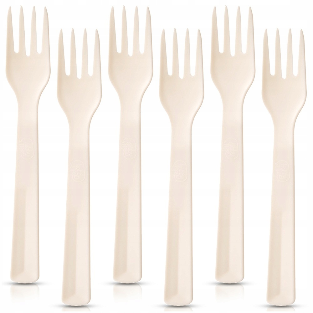 Widelce stołowe plastikowe kremowe Sandy 18 cm 6 szt.