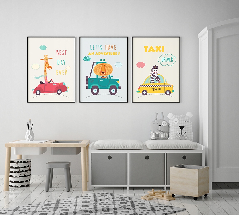 Autka, samochody, plakaty dla chłopców3 x A4 Długość 29.7 cm