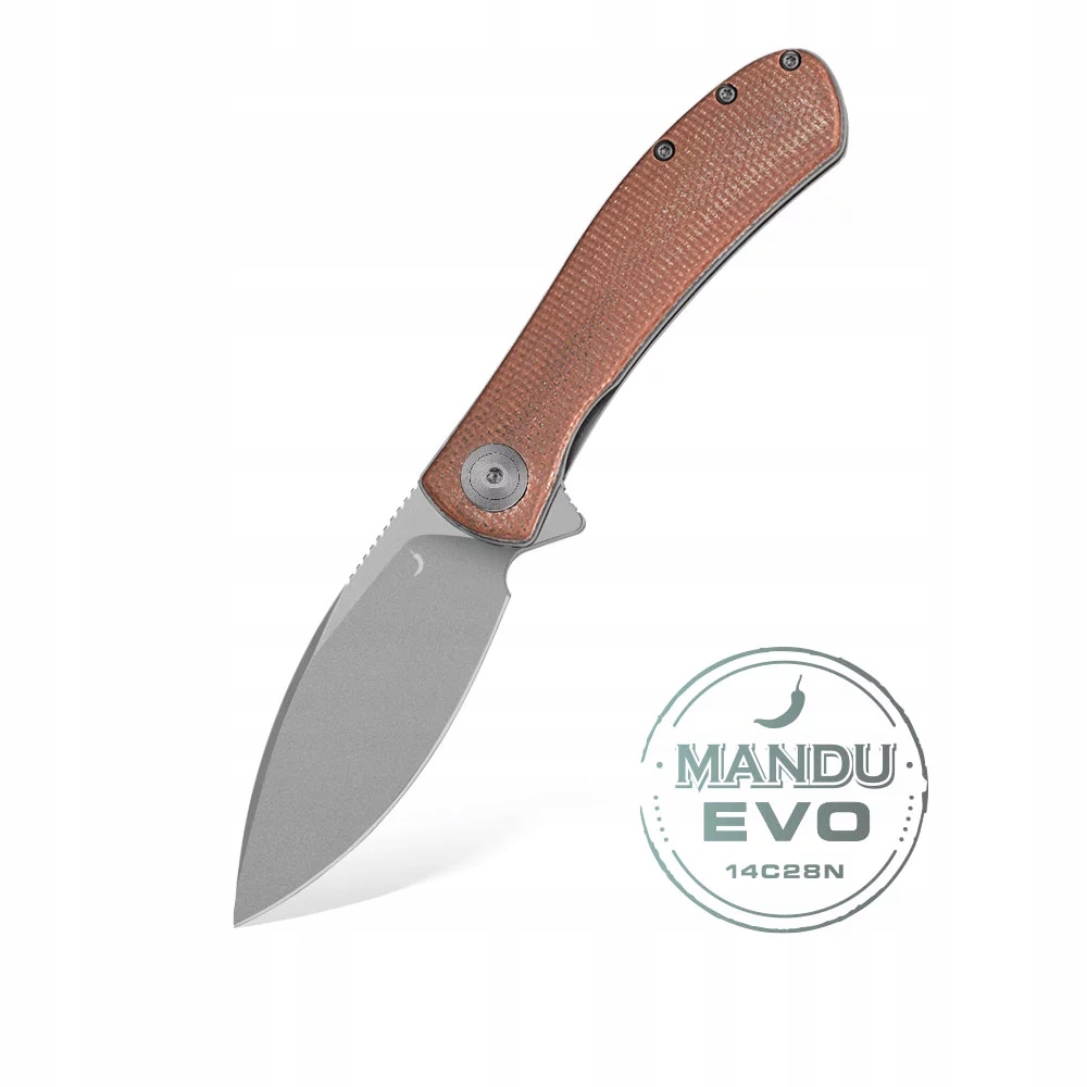 Nůž Trollsky Knives Mandu Evo Liner Lock Grey 14C28N Brown Micarta