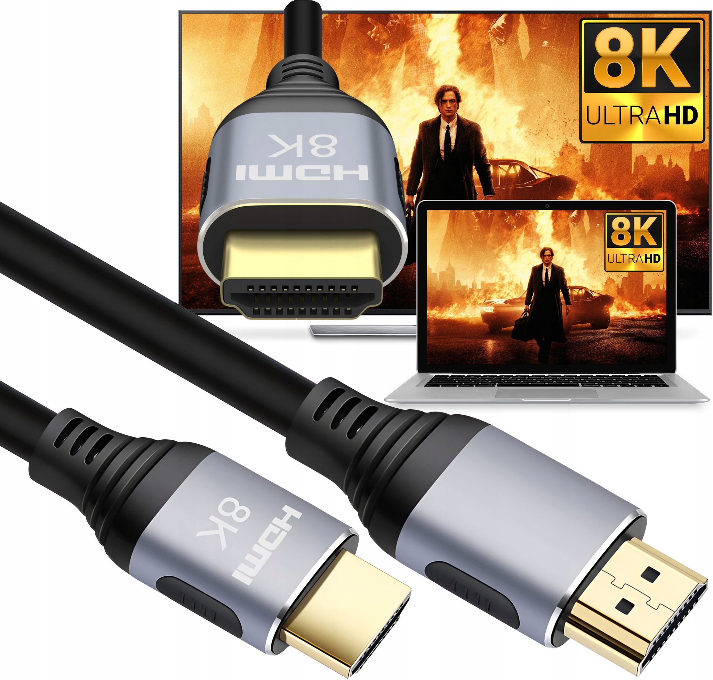 Kabel Przyłącze Przewód Hdmi 5M Przewód V2.1 8K 4K Premium Złote Wtyki