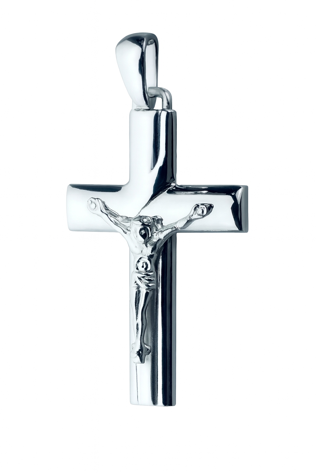 Stříbrný křížek Pán Ježíš mat záblesk Svaté Přijímání Křest
