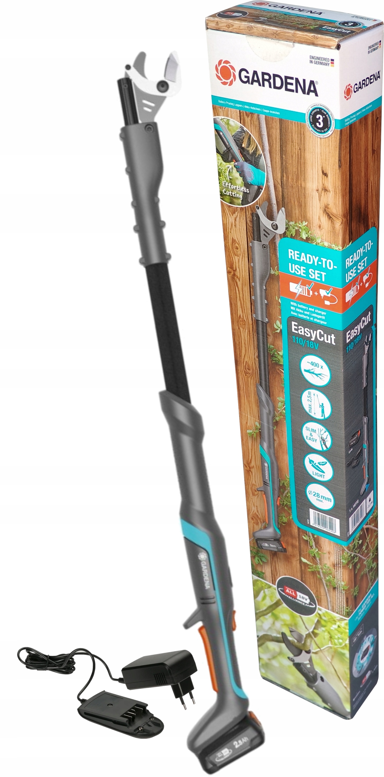 Nożyce Do Gałęzi Gardena Easycut 110/18V P4A 18V Akumulator Ładowarka