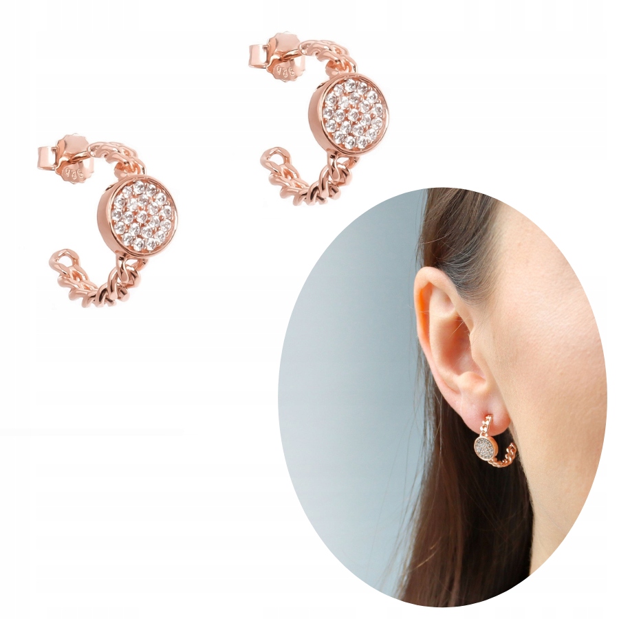 

Kolczyki srebrne złocone kółko koło cyrkonia 925