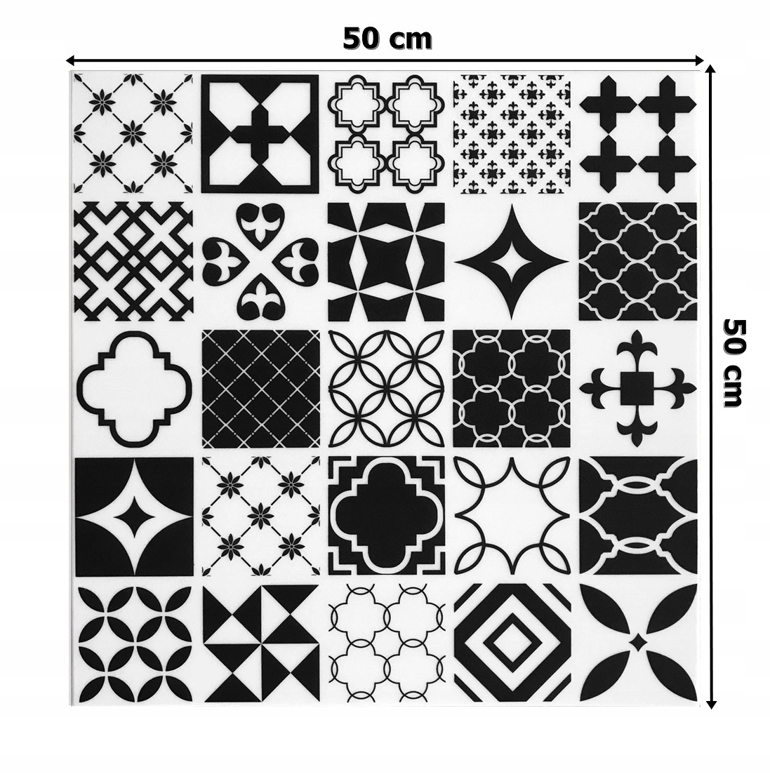 Kasetony sufitowe białe czarne PATCHWORK CZ def Szerokość produktu 50 cm