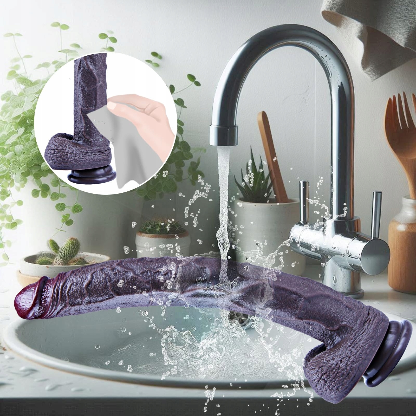 XXLTOYS Dildo 42cm Czarny Realistyczny Silikonowy Z Mocną Przyssawką — miniatura 5