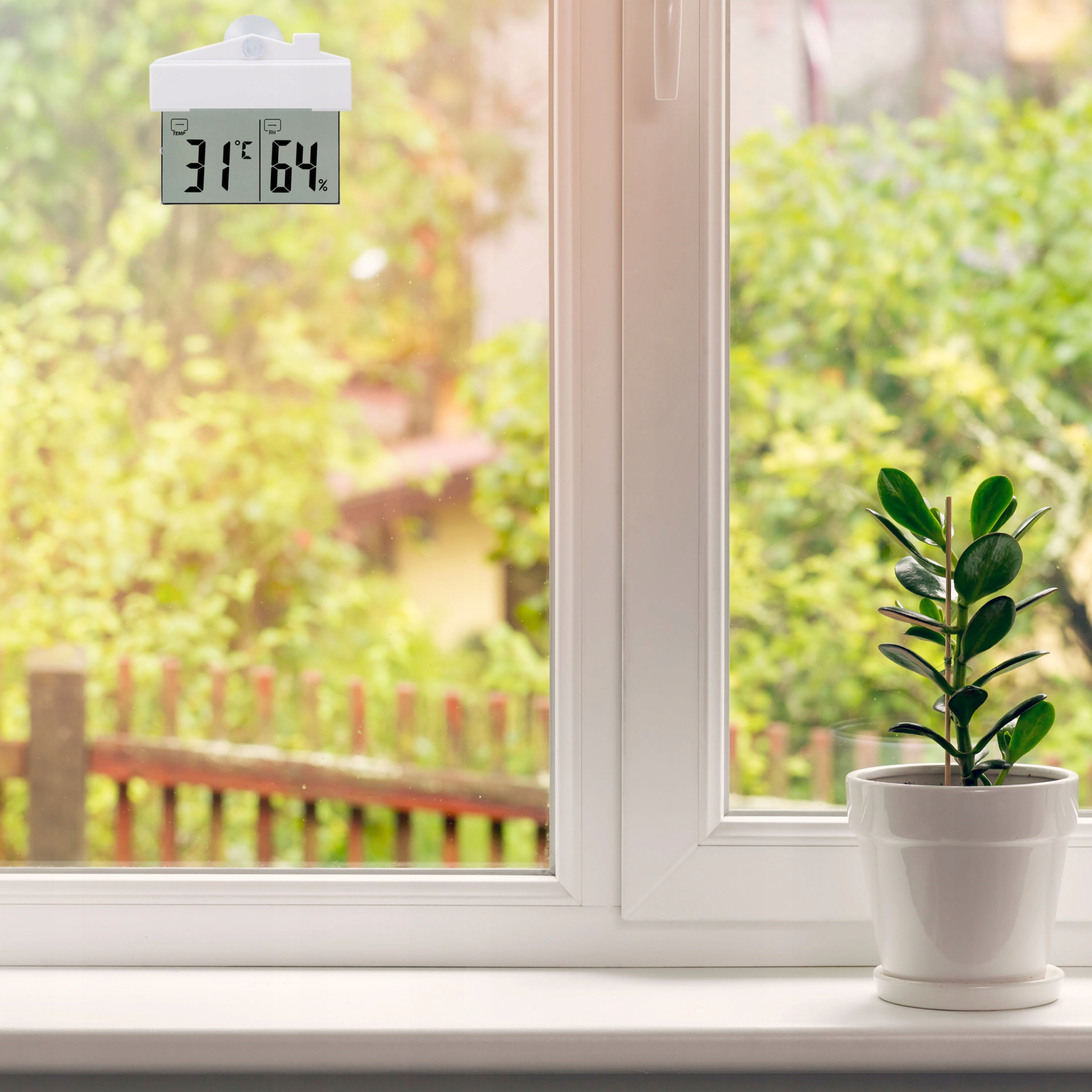 TERMOMETR ZEWNĘTRZNY WEWNĘTRZNY OKIENNY NA OKNO HIGROMETR CYFROWY °C/°F Model E750