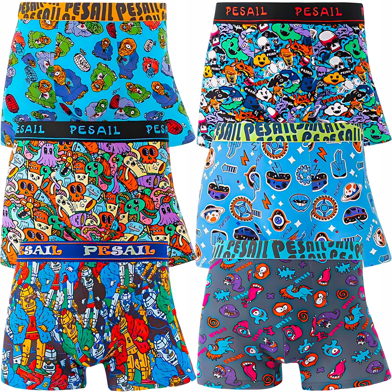 6x BOKSERKI BAWEŁNIANE CHŁOPIĘCE KOLOROWE MŁODZIEŻOWE MIX WZORÓW 158/164