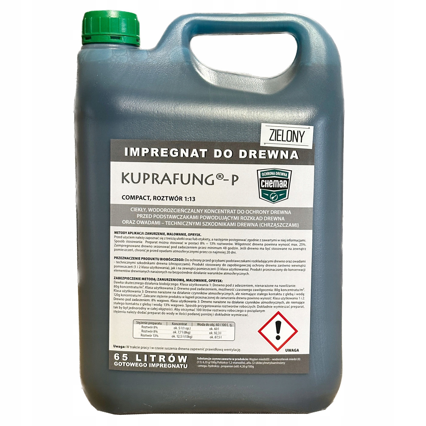 KUPRAFUNG impregnat do drewna zielony 1:13 konc 5L