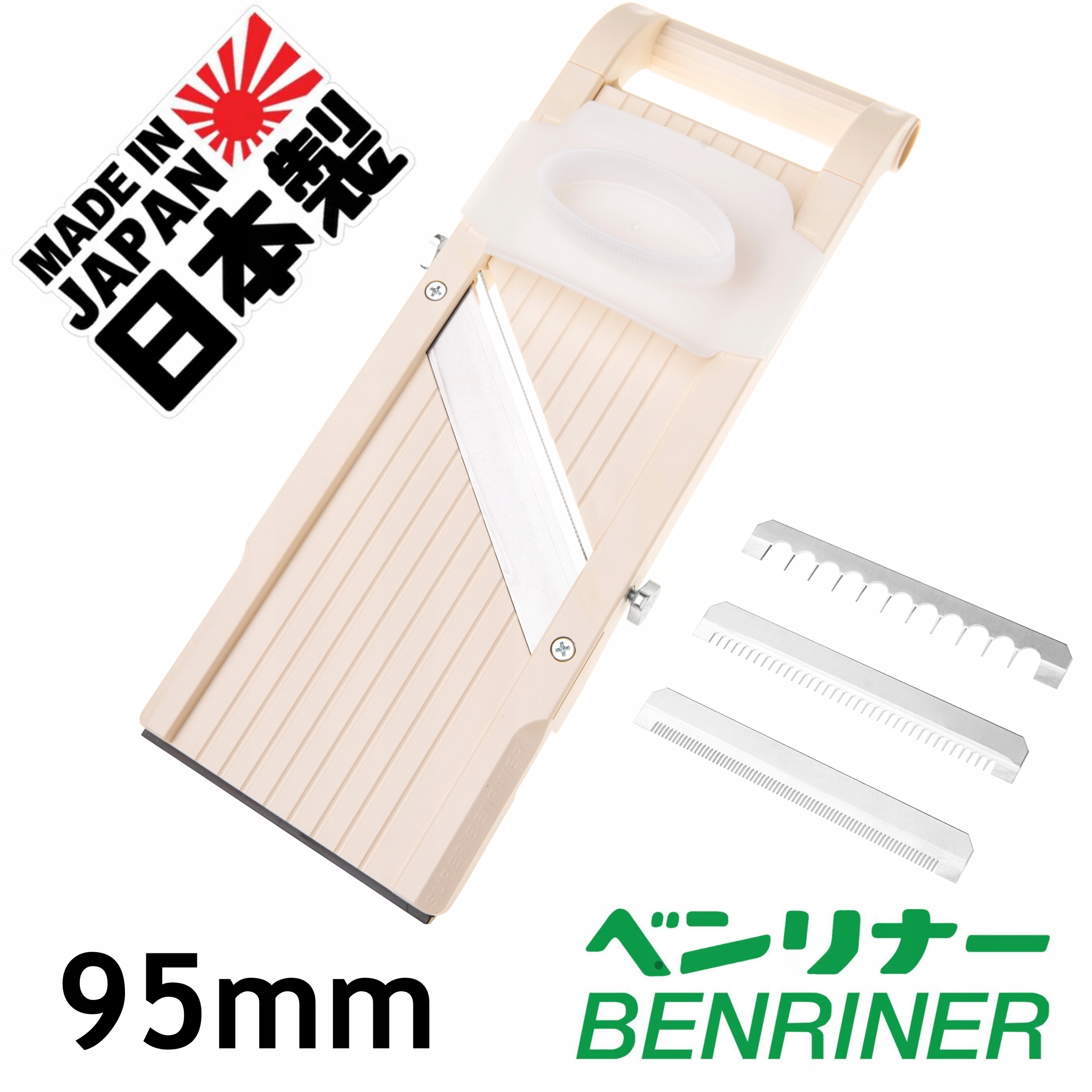 Krémová! Benriner Premium9,5 cm japonská originálna mandolína strúhadlo krájač