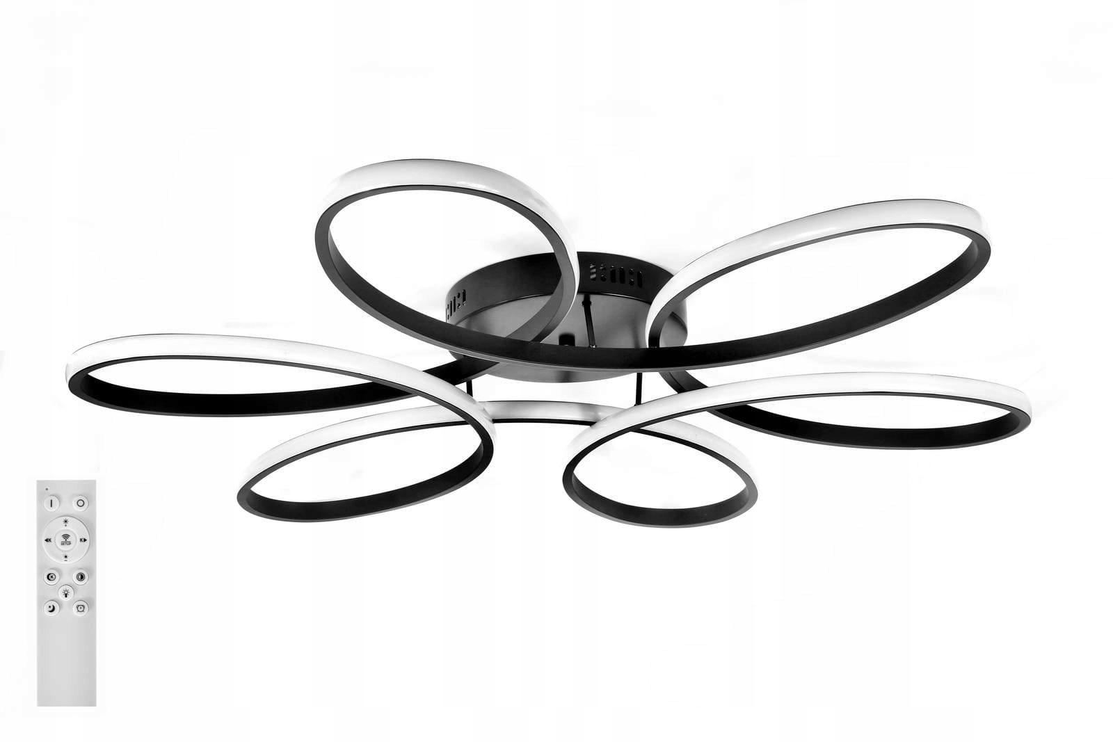 Okręgi Led 100W lampa sufitowa z pilotem czarna