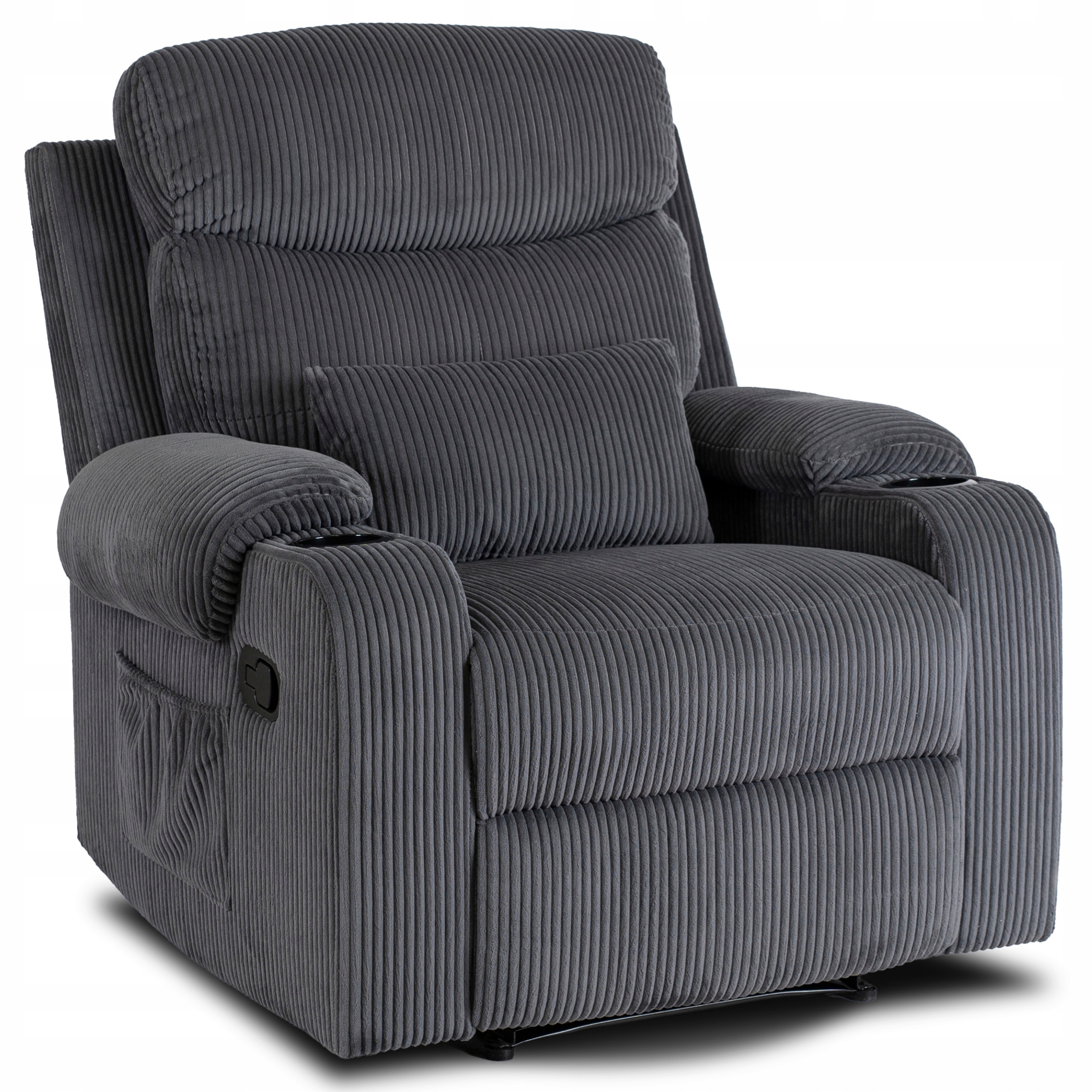 Šedé rozkládací křeslo s čalouněním pro spaní v obývacím pokoji Torres