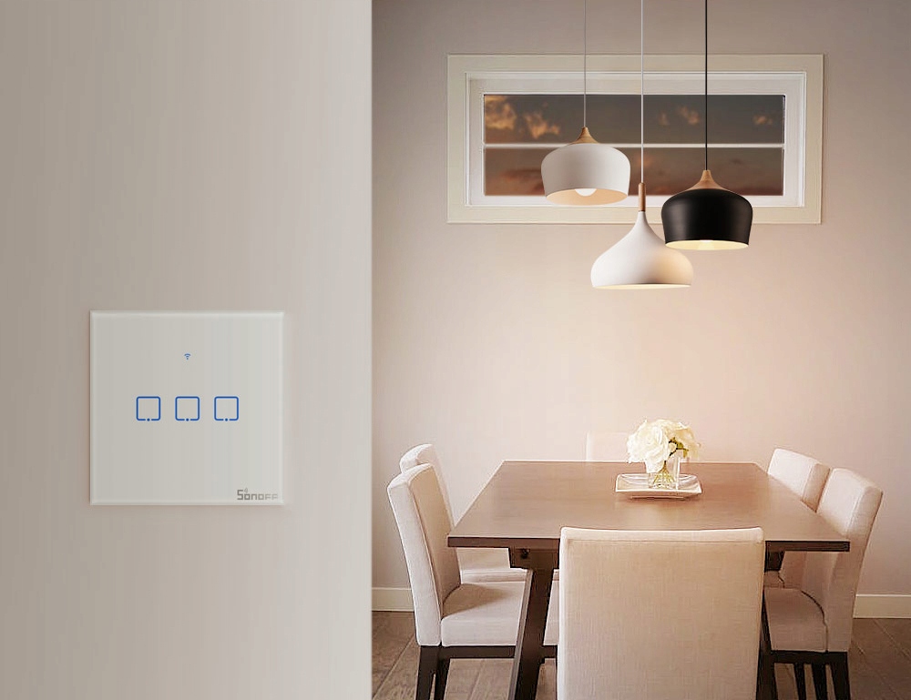 przełączniki dotykowe 3-kanałowe WIFI Biały SONOFF Komunikacja WiFi