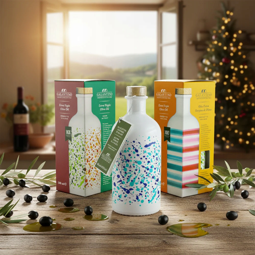 Levně Extra panenský olivový olej v ručně zdobené keramické nádobě (Modrá 500ml)