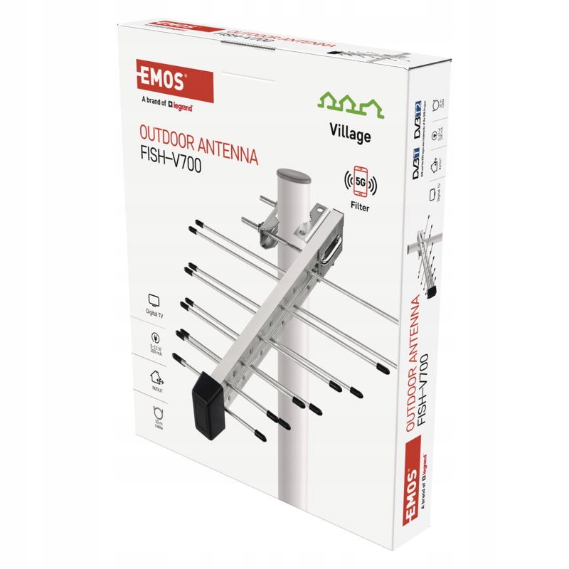 Emos Antena Dvb-t FISH-V700, filtr 5G, 470-698MHz