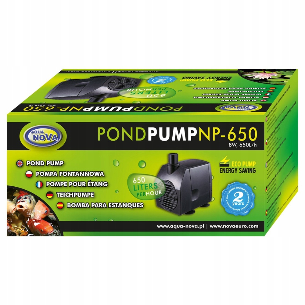 AQUA NOVA POMPA DO OCZKA WODNEGO 650L/h 8W ECO NP-650 + GRATIS Kod producenta AQN NP-650