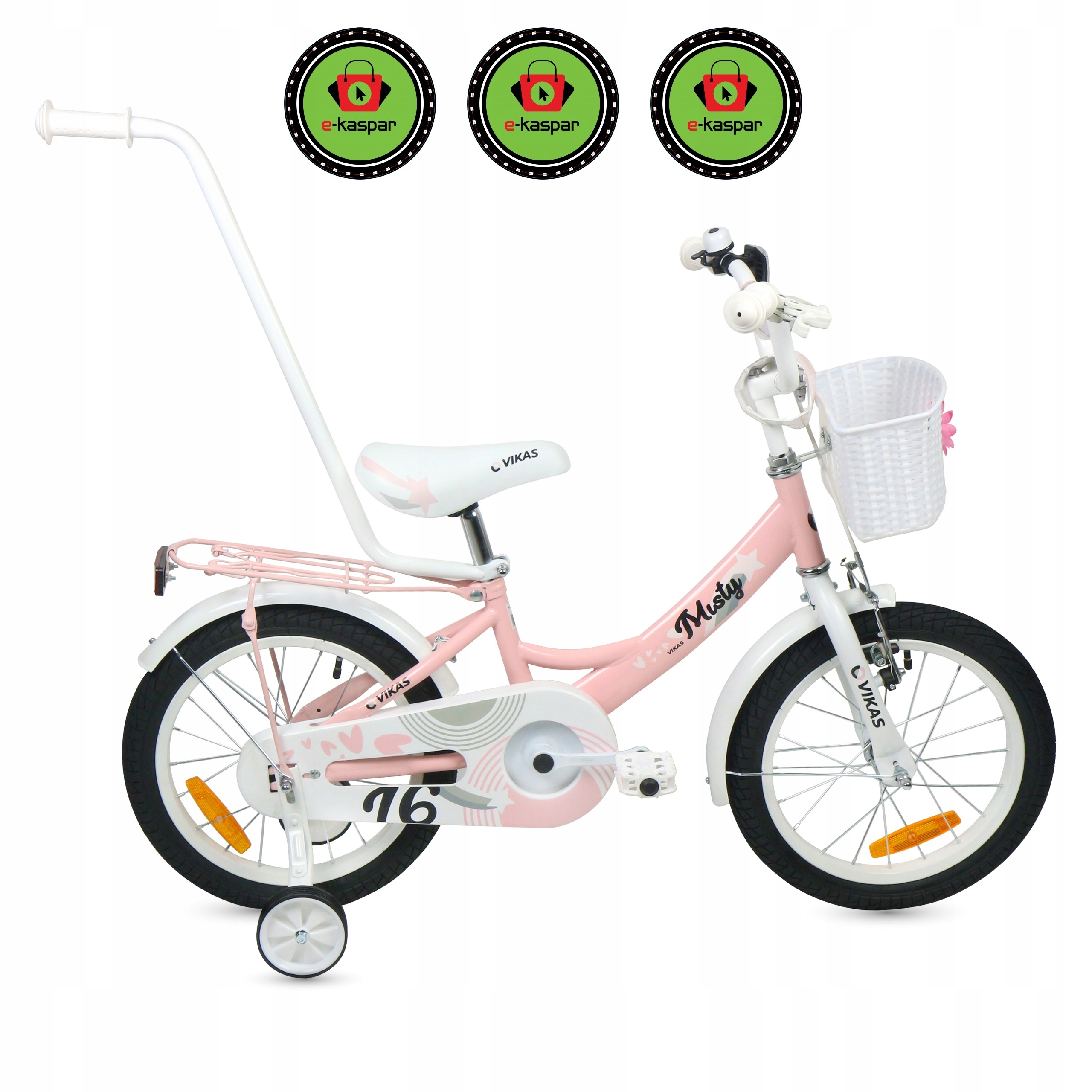 ROWER DZIECIĘCY ROWEREK 16 cali DLA DZIEWCZYNKI KOSZYK + PROWADNIK GRATIS Kolor różowy