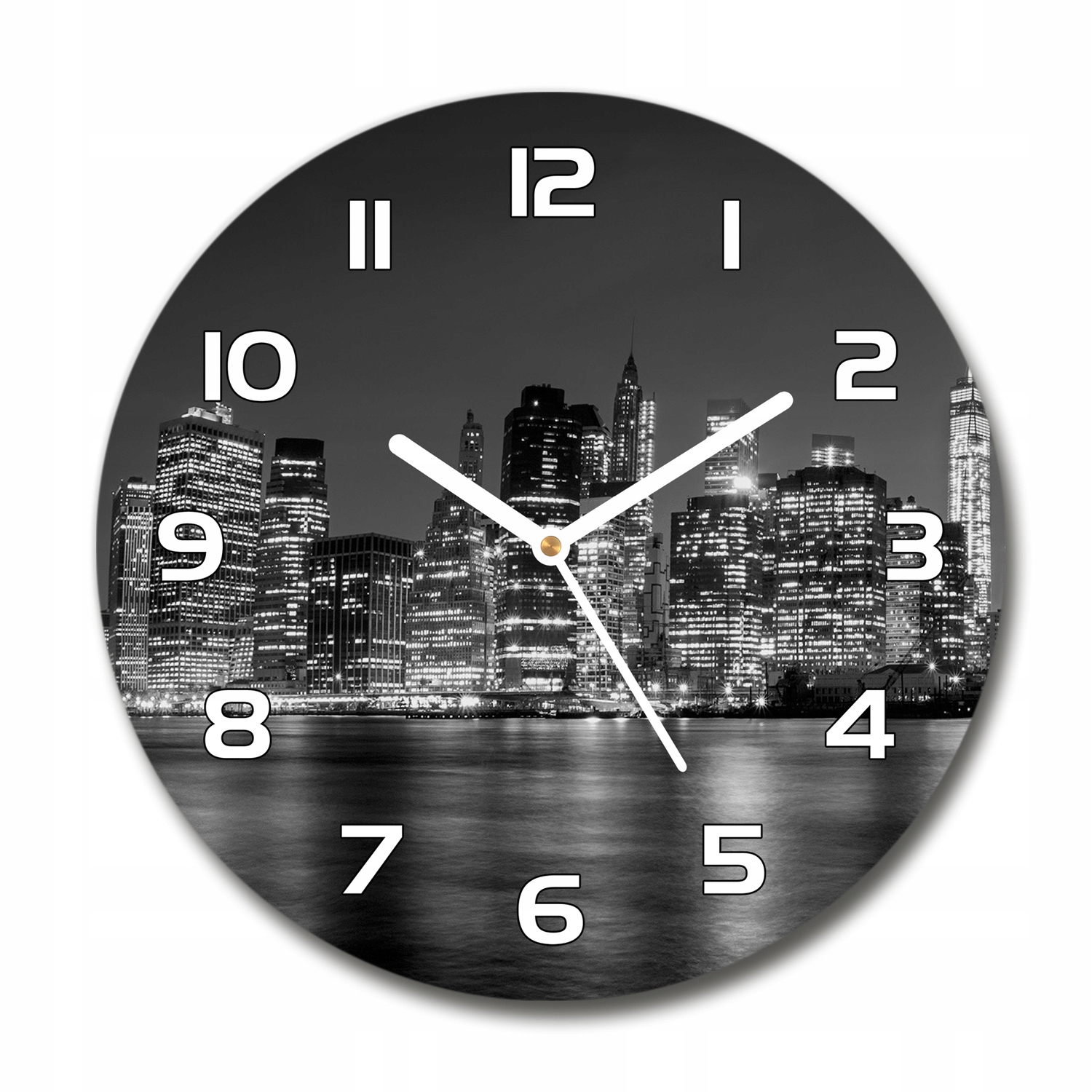 

Zegar szklany okrągły Manhattan nocą fi 30 cm