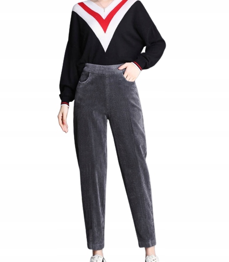 

Spodnie Sztruksowe Damskie Zimowe Ocieplane Futro