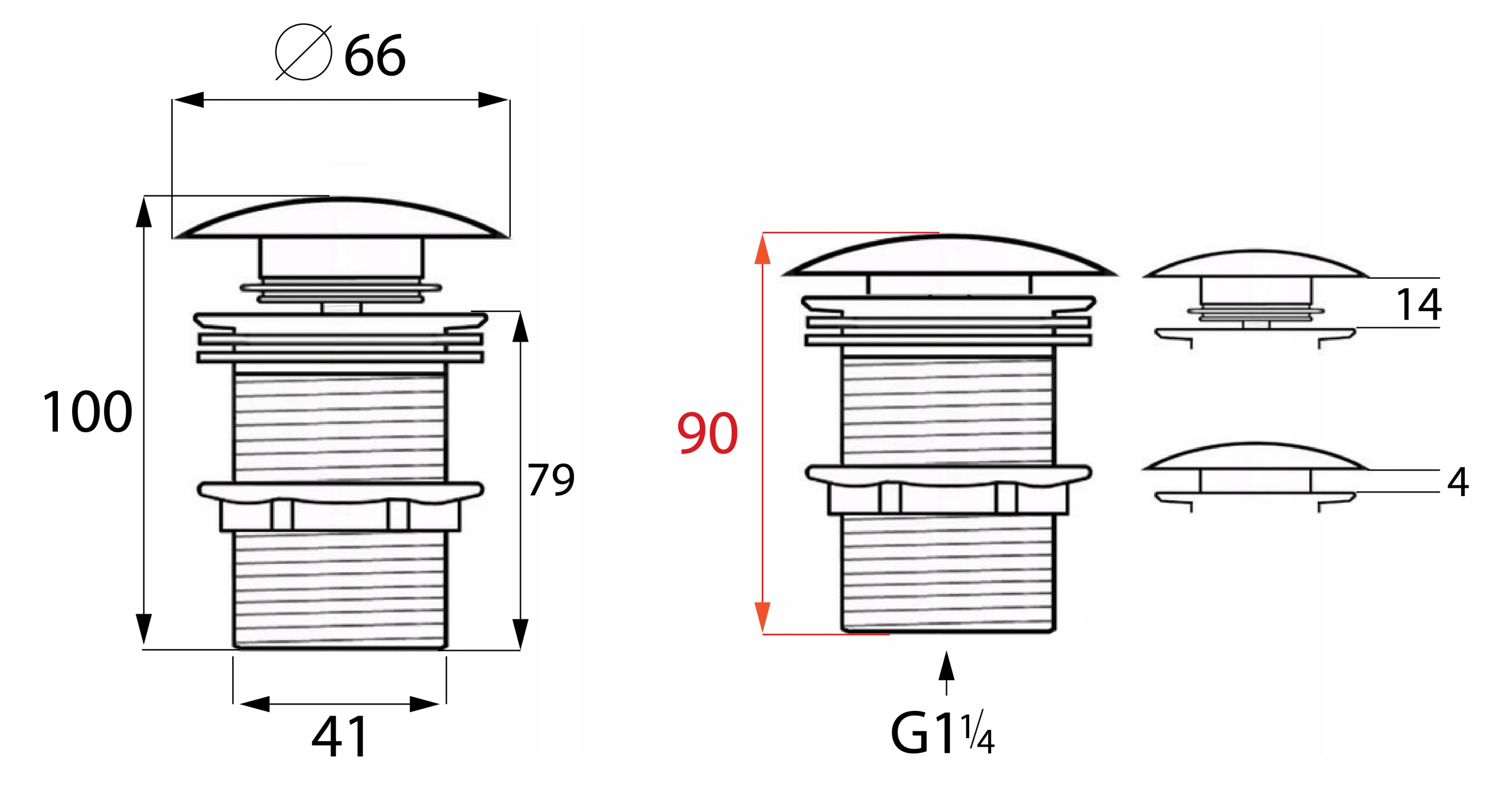 KOREK DO UMYWALKI CLICK CLACK CHROM BEZ PRZELEWU Marka Yoka Home