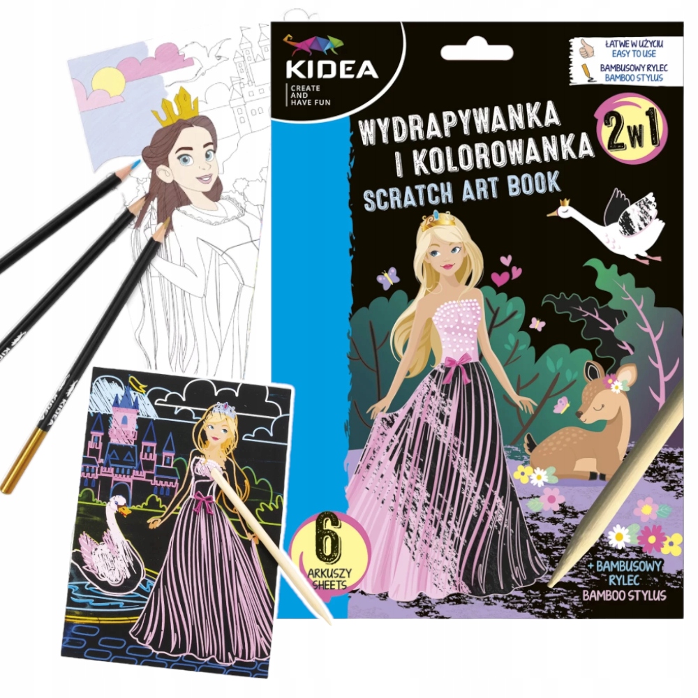

Wydrapywanka i kolorowanka 2w1 Księżniczki Kidea