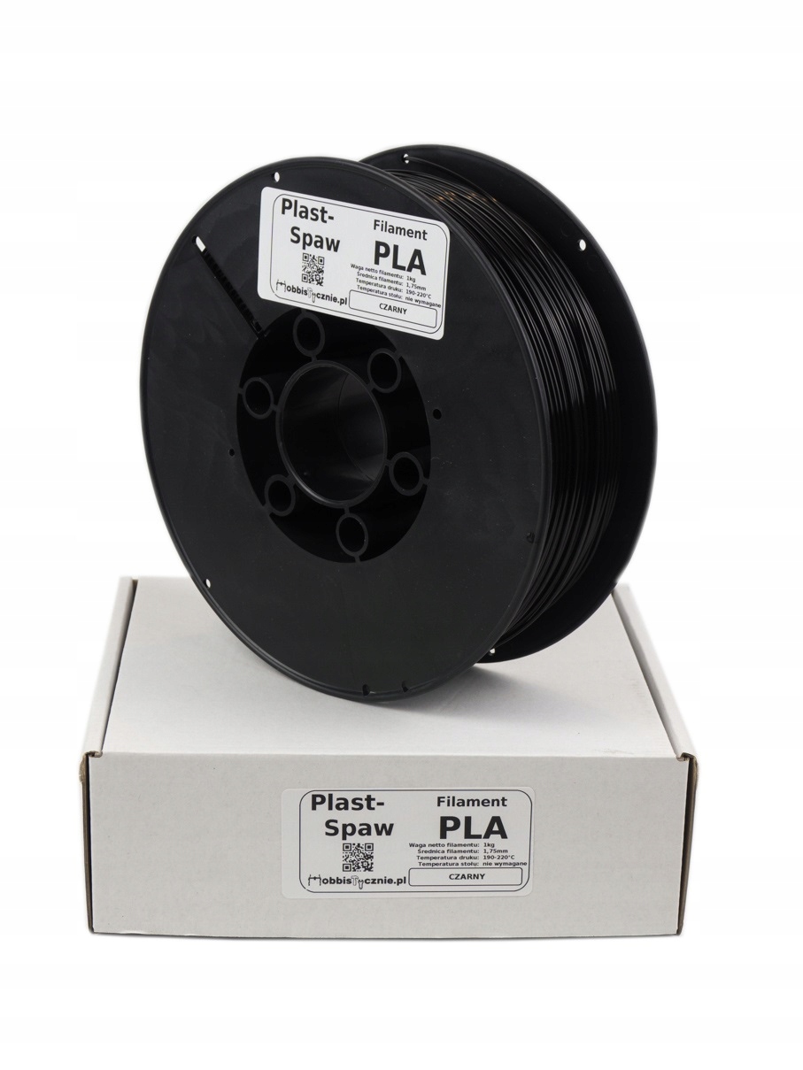 Filament PLA Czarny Plast-Spaw 1kg 1,75mm PlastSpaw Black Stan opakowania oryginalne
