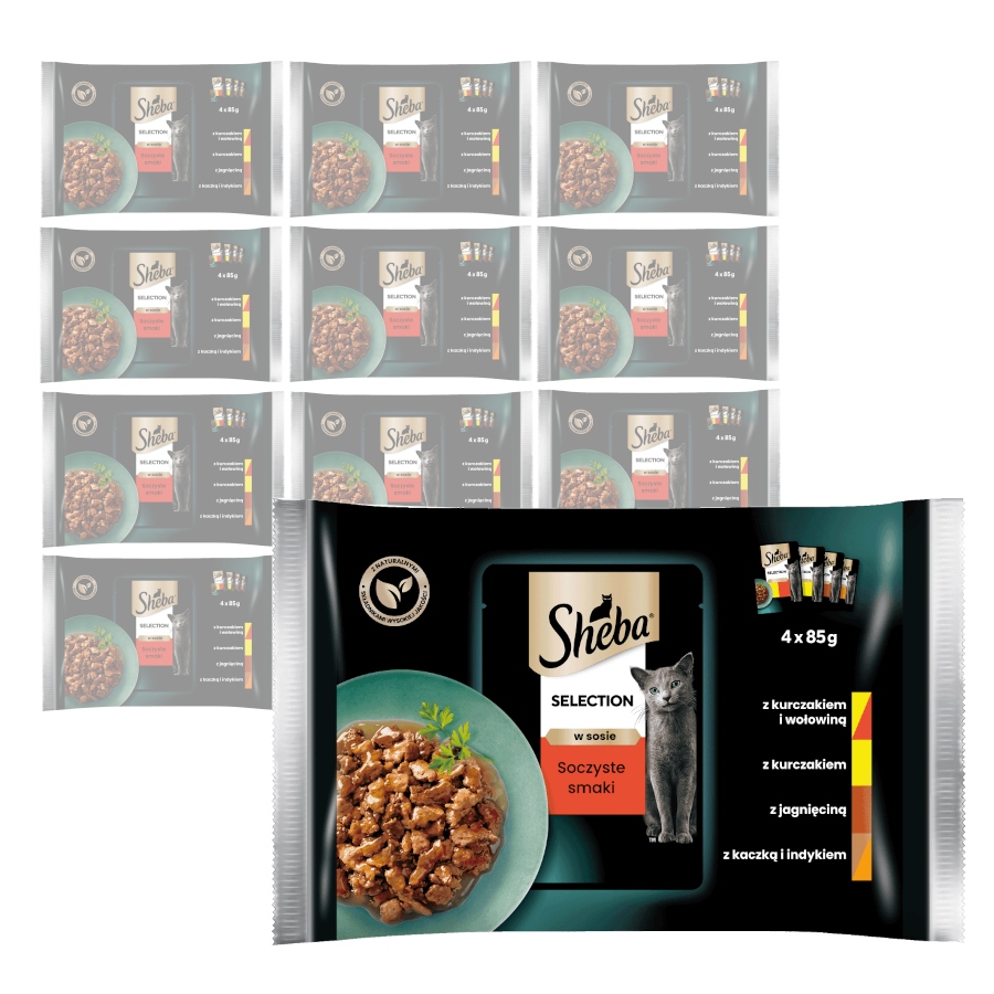 Levně Sheba Selection in Sauce Šťavnaté chutě 52 Ks Krmivo Pro Kočky Mix Chutí