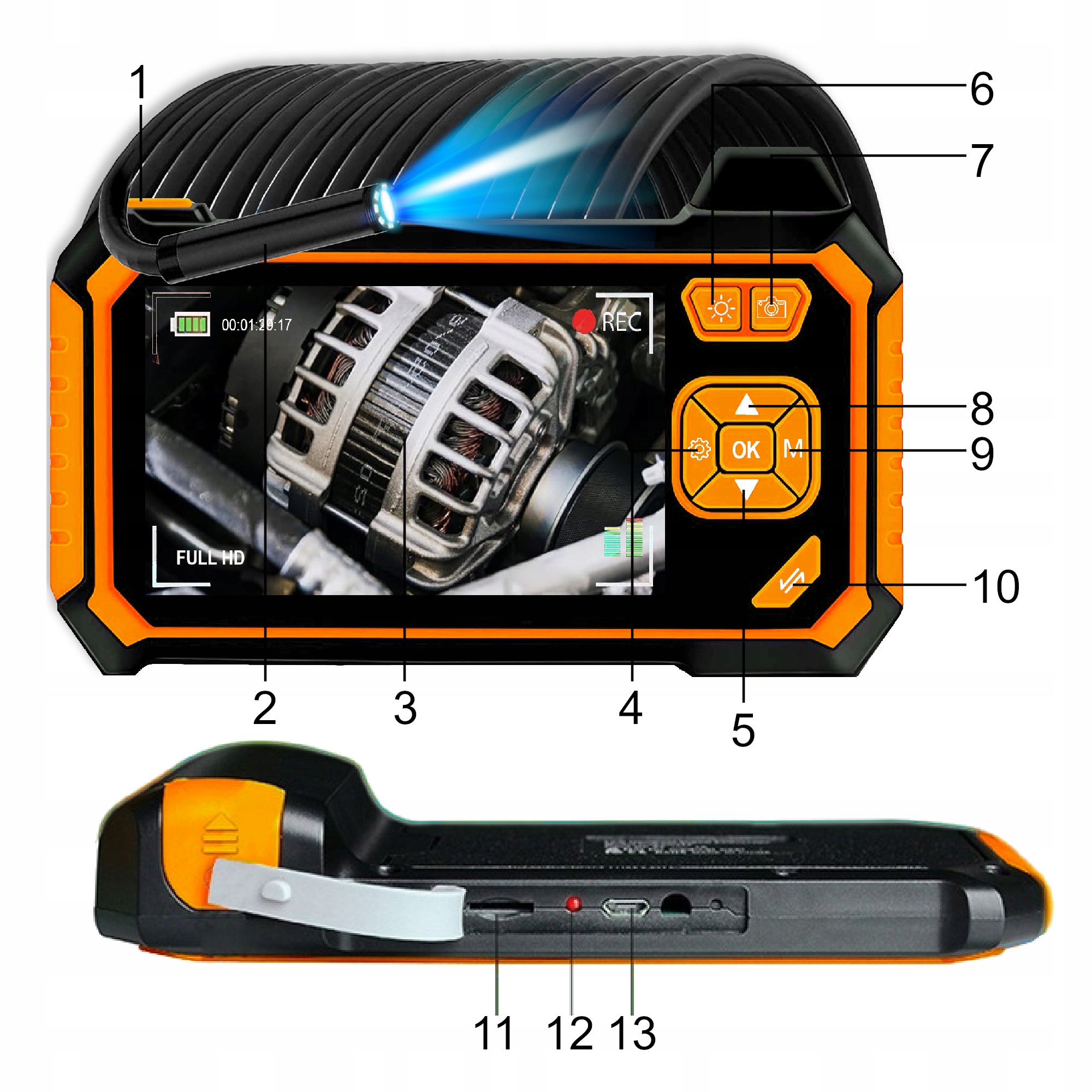 KAMERA INSPEKCYJNA ENDOSKOP WYŚWIETLACZ ZESTAW FHD 5M PRZEWÓD LCD INSKAM Marka Inskam