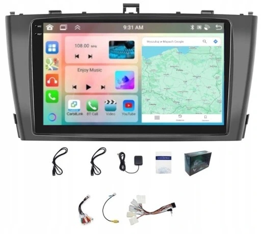 Navigační Rádio Carplay Toyota Avensis 2008-2015 Wifi Android 4GB 64GB